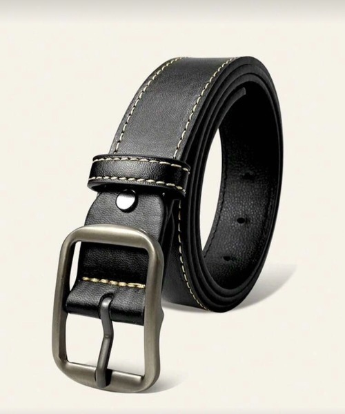 VIBGYOR（ヴィブジョー）の「【IZU】 レザーベルト ステッチ ブラック メンズ レディース ユニセックス デニム 本革 カジュアル 韓国 アメカジ（ベルト・メンズ・ブラック・FREE）」の3枚目の写真