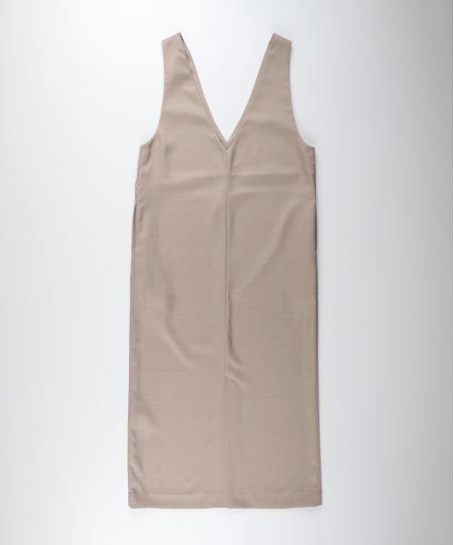 Right-on（ライトオン）の「【HONEYSUCKLE ROSE】Vネックナローワンピース (センターシーム / レイヤード / オフィスカジュアル)（シャツワンピース・レディース・ダークグレー/ライトベージュ・S/M/L）」の12枚目の写真