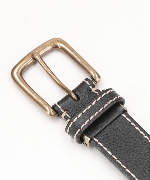 BACK NUMBER】34mmレザー サイドステッチ スクエアバックルベルト