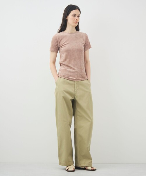 BASERANGE(ベースレンジ)の「BASERANGE ベロア ハーフスリーブプルオーバー(Tシャツ/カットソー・レディース・ベージュ・M)」の2枚目の写真