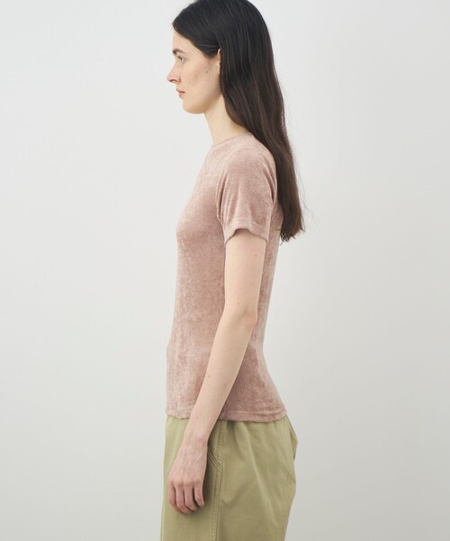 BASERANGE(ベースレンジ)の「BASERANGE ベロア ハーフスリーブプルオーバー(Tシャツ/カットソー・レディース・ベージュ・M)」の4枚目の写真