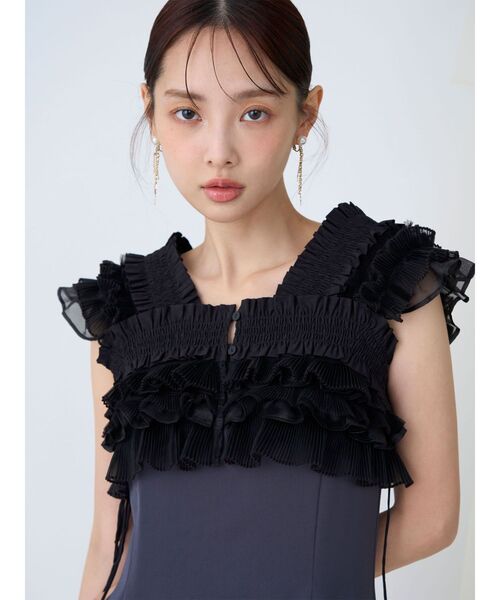 LAGUNAMOON(ラグナムーン)の「LADYミックステクスチャーボレロキャミワンピース 【オケージョンドレス】(ワンピース・レディース・ベージュ/チャコールグレー・MEDIUM/SMALL)」の14枚目の写真