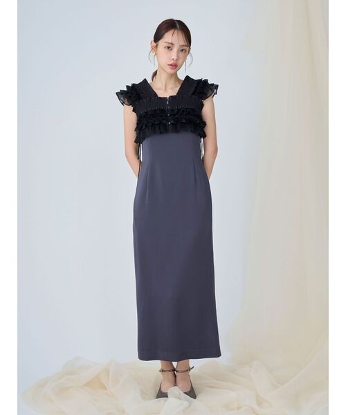 LAGUNAMOON(ラグナムーン)の「LADYミックステクスチャーボレロキャミワンピース 【オケージョンドレス】(ワンピース・レディース・ベージュ/チャコールグレー・MEDIUM/SMALL)」の16枚目の写真