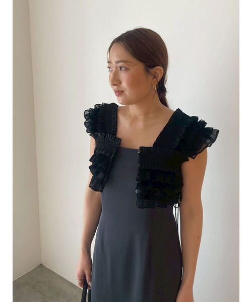 LAGUNAMOON(ラグナムーン)の「LADYミックステクスチャーボレロキャミワンピース 【オケージョンドレス】(ワンピース・レディース・ベージュ/チャコールグレー・MEDIUM/SMALL)」の20枚目の写真