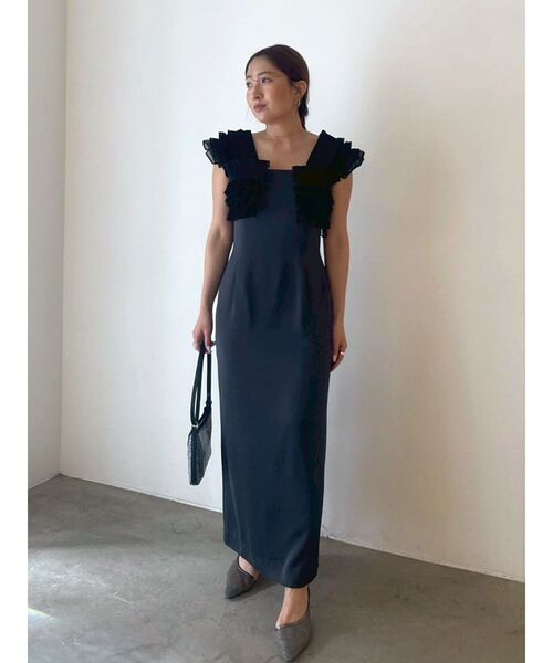 LAGUNAMOON(ラグナムーン)の「LADYミックステクスチャーボレロキャミワンピース 【オケージョンドレス】(ワンピース・レディース・ベージュ/チャコールグレー・MEDIUM/SMALL)」の21枚目の写真