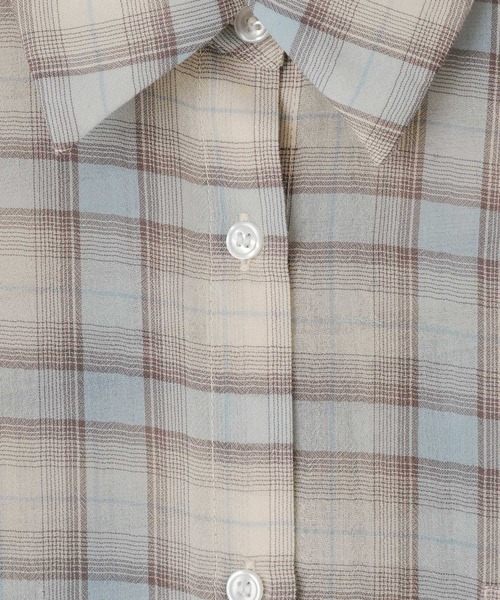 LOWRYS FARM（ローリーズファーム）の「シアーチェックシャツショート  647625（シャツ/ブラウス・レディース・ブルー/ブラウン/ベージュ・FREE）」の21枚目の写真