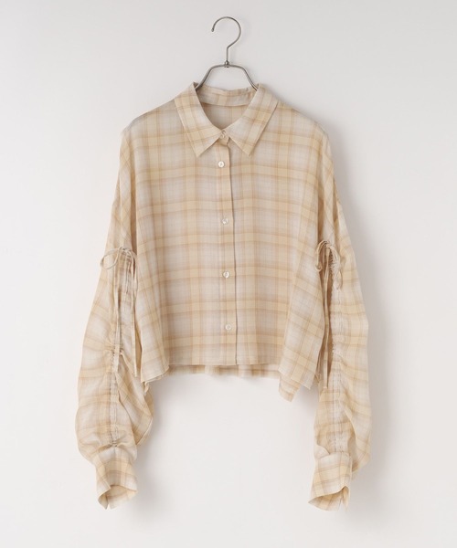 LOWRYS FARM（ローリーズファーム）の「シアーチェックシャツショート  647625（シャツ/ブラウス・レディース・ブルー/ブラウン/ベージュ・FREE）」の17枚目の写真