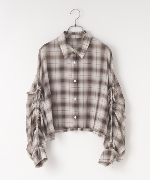 LOWRYS FARM（ローリーズファーム）の「シアーチェックシャツショート  647625（シャツ/ブラウス・レディース・ブルー/ブラウン/ベージュ・FREE）」の19枚目の写真