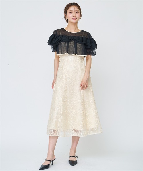 AND COUTURE（アンドクチュール）の「チュールレイヤードスパンコールドレス（ドレス・レディース・ミント/ピンク/ブラック系その他・FREE）」の4枚目の写真