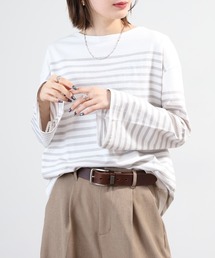 フレアスリーブ ボーダーカットソー」に該当するTシャツ/カットソー
