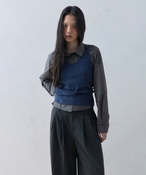 LETOILE（レトワール）の「コットンスリムフィットシャツ_チャコール（シャツ/ブラウス・レディース・チャコール・SMALL/MEDIUM）」の4枚目の写真