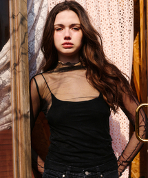 Sheer High Neck T-shirt Black