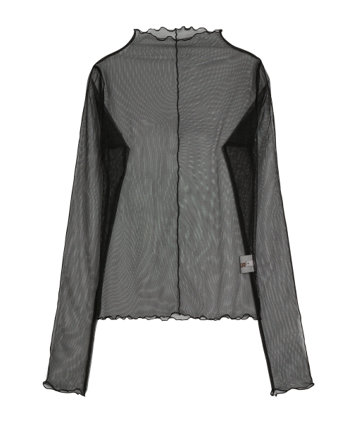 ERER(エルエル)の「Sheer High Neck T-shirt Black(Tシャツ/カットソー・レディース・ブラック・F)」の5枚目の写真
