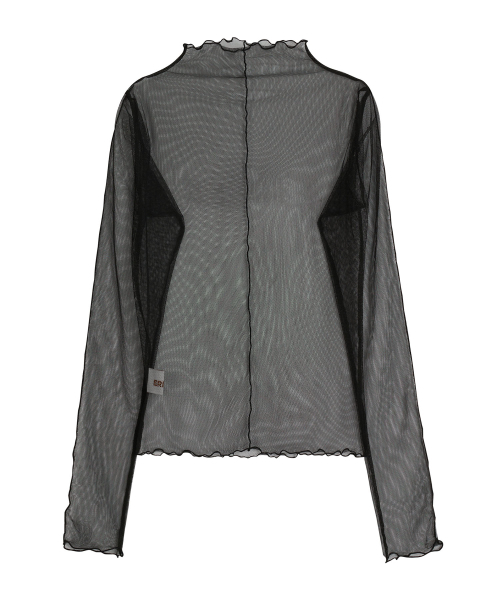 ERER(エルエル)の「Sheer High Neck T-shirt Black(Tシャツ/カットソー・レディース・ブラック・F)」の6枚目の写真