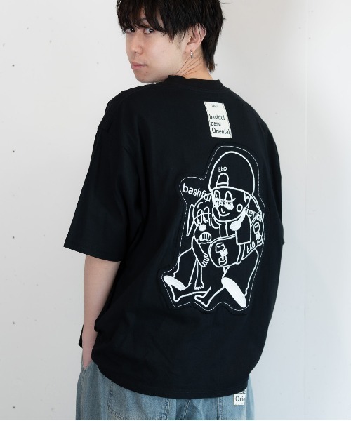 bashful base Oriental(バッシュフルベースオリエンタル)の「【bbO】オーバーサイズバッシュフルくんパッチT(Tシャツ/カットソー・メンズ・ホワイト/ライトグリーン/ブラック・MEDIUM/LARGE)」の6枚目の写真