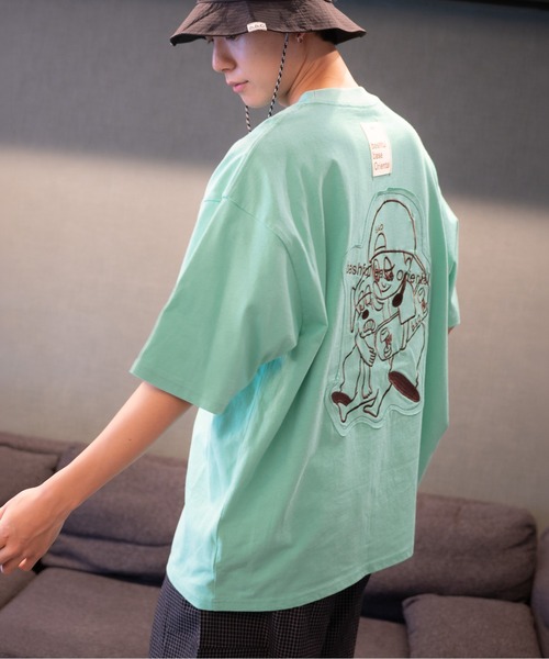 bashful base Oriental(バッシュフルベースオリエンタル)の「【bbO】オーバーサイズバッシュフルくんパッチT(Tシャツ/カットソー・メンズ・ホワイト/ライトグリーン/ブラック・MEDIUM/LARGE)」の8枚目の写真