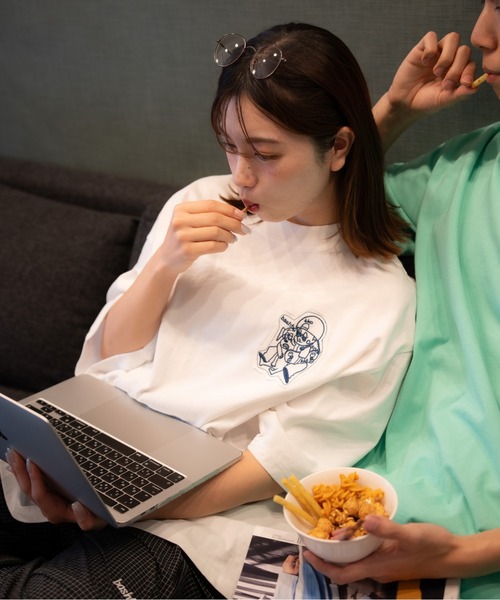 bashful base Oriental(バッシュフルベースオリエンタル)の「【bbO】オーバーサイズバッシュフルくんパッチT(Tシャツ/カットソー・メンズ・ホワイト/ライトグリーン/ブラック・MEDIUM/LARGE)」の18枚目の写真