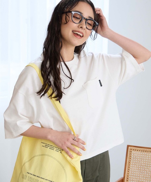 オーバーサイズ クロップド ポケットTシャツ / UVカット・汗ジミ防止