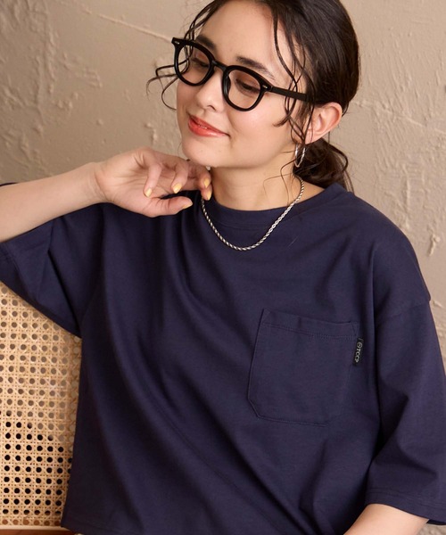 オーバーサイズ クロップド ポケットTシャツ / UVカット・汗ジミ防止