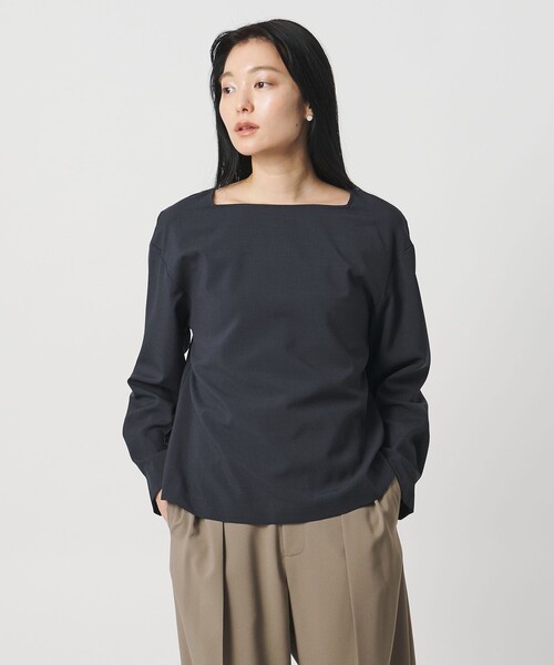 MARW UNITED ARROWS（マルゥ ユナイテッドアローズ）の「＜MARW UNITED ARROWS＞スクエアネック ブラウス（シャツ/ブラウス・レディース・ダークグレー/ホワイト/ネイビー・FREE）」の3枚目の写真