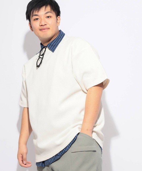 B&T CLUB(ビーティークラブ)の「Tシャツ 半袖 メンズ 大きいサイズ SOLOTEX ストレッチ ヘビーワッフル クルーネック カットソー B&T CLUB (ビーアンドティークラブ)(Tシャツ/カットソー・メンズ・ブラック/ホワイト・X3(6L~7L)/X2(4L~5L)/X1(3L~4L))」の13枚目の写真