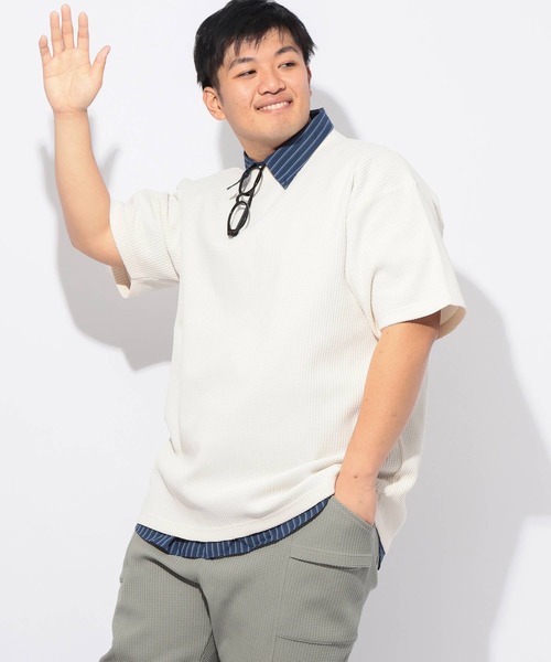 B&T CLUB(ビーティークラブ)の「Tシャツ 半袖 メンズ 大きいサイズ SOLOTEX ストレッチ ヘビーワッフル クルーネック カットソー B&T CLUB (ビーアンドティークラブ)(Tシャツ/カットソー・メンズ・ブラック/ホワイト・X3(6L~7L)/X2(4L~5L)/X1(3L~4L))」の19枚目の写真