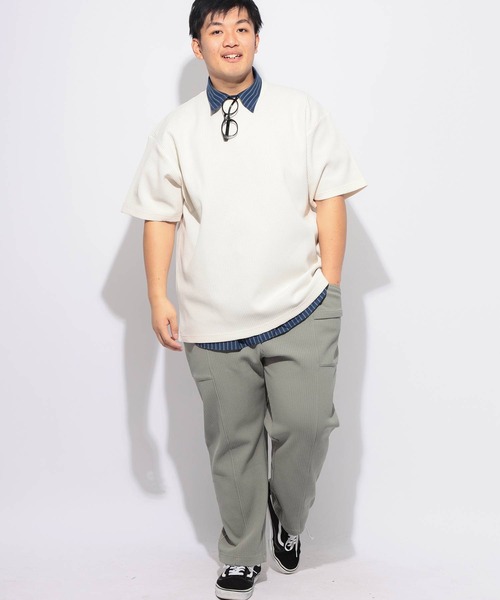 B&T CLUB(ビーティークラブ)の「Tシャツ 半袖 メンズ 大きいサイズ SOLOTEX ストレッチ ヘビーワッフル クルーネック カットソー B&T CLUB (ビーアンドティークラブ)(Tシャツ/カットソー・メンズ・ブラック/ホワイト・X3(6L~7L)/X2(4L~5L)/X1(3L~4L))」の16枚目の写真