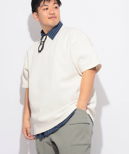 B&T CLUB(ビーティークラブ)の「Tシャツ 半袖 メンズ 大きいサイズ SOLOTEX ストレッチ ヘビーワッフル クルーネック カットソー B&T CLUB (ビーアンドティークラブ)(Tシャツ/カットソー・メンズ・ブラック/ホワイト・X3(6L~7L)/X2(4L~5L)/X1(3L~4L))」の17枚目の写真