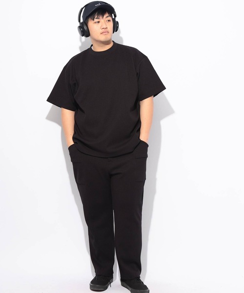 B&T CLUB(ビーティークラブ)の「Tシャツ 半袖 メンズ 大きいサイズ SOLOTEX ストレッチ ヘビーワッフル クルーネック カットソー B&T CLUB (ビーアンドティークラブ)(Tシャツ/カットソー・メンズ・ブラック/ホワイト・X3(6L~7L)/X2(4L~5L)/X1(3L~4L))」の3枚目の写真