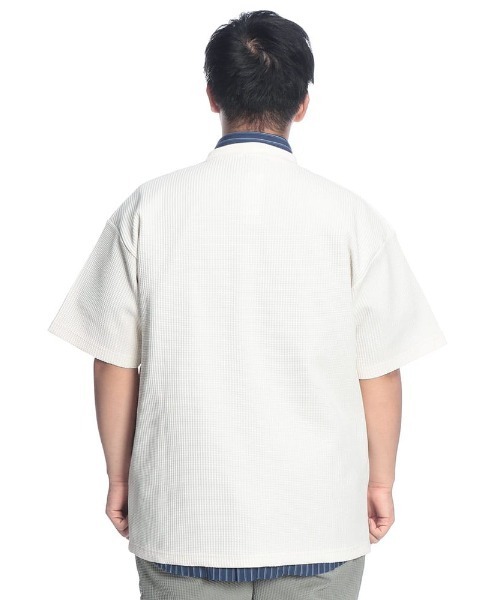 B&T CLUB(ビーティークラブ)の「Tシャツ 半袖 メンズ 大きいサイズ SOLOTEX ストレッチ ヘビーワッフル クルーネック カットソー B&T CLUB (ビーアンドティークラブ)(Tシャツ/カットソー・メンズ・ブラック/ホワイト・X3(6L~7L)/X2(4L~5L)/X1(3L~4L))」の5枚目の写真