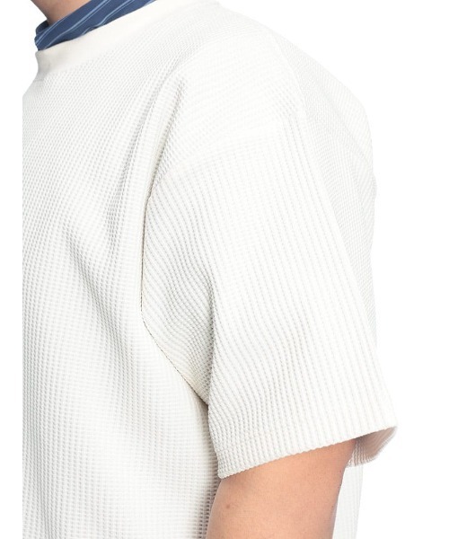 B&T CLUB(ビーティークラブ)の「Tシャツ 半袖 メンズ 大きいサイズ SOLOTEX ストレッチ ヘビーワッフル クルーネック カットソー B&T CLUB (ビーアンドティークラブ)(Tシャツ/カットソー・メンズ・ブラック/ホワイト・X3(6L~7L)/X2(4L~5L)/X1(3L~4L))」の7枚目の写真
