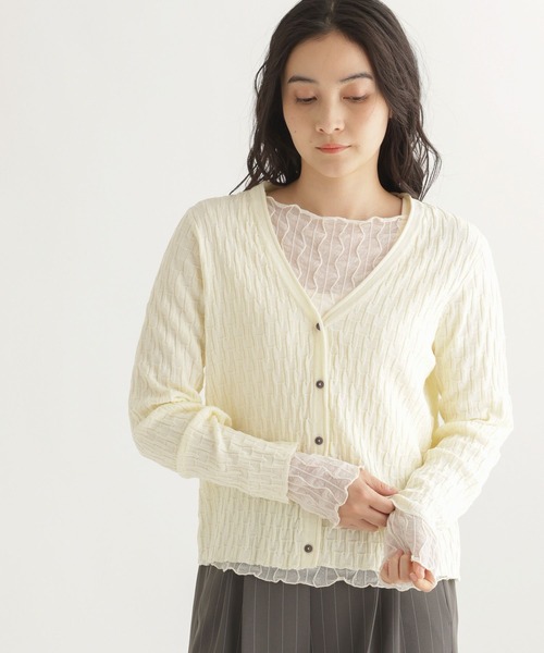 studio CLIP(スタディオクリップ)の「【daily CLIP】切り替えリンクスカーディガン(カーディガン/ボレロ・レディース・チャコール/アイボリー/スカイブルー・FREE)」の3枚目の写真