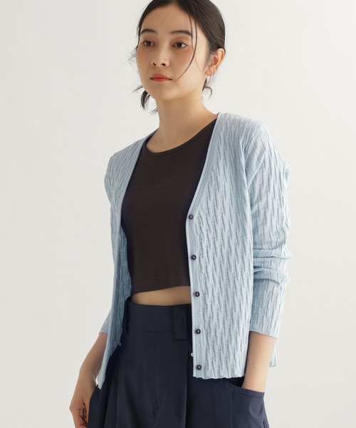 studio CLIP(スタディオクリップ)の「【daily CLIP】切り替えリンクスカーディガン(カーディガン/ボレロ・レディース・チャコール/アイボリー/スカイブルー・FREE)」の1枚目の写真