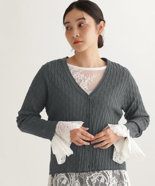 studio CLIP(スタディオクリップ)の「【daily CLIP】切り替えリンクスカーディガン(カーディガン/ボレロ・レディース・チャコール/アイボリー/スカイブルー・FREE)」の4枚目の写真