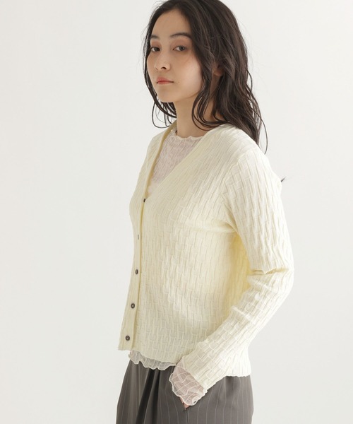 studio CLIP(スタディオクリップ)の「【daily CLIP】切り替えリンクスカーディガン(カーディガン/ボレロ・レディース・チャコール/アイボリー/スカイブルー・FREE)」の11枚目の写真