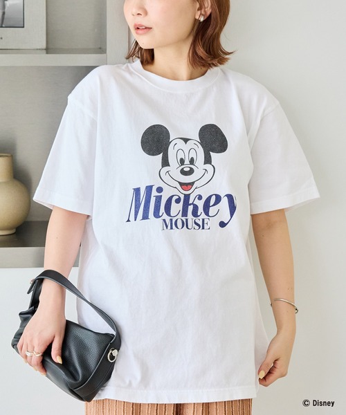 GOOD ROCK SPEED(グッドロックスピード)の「【GOOD ROCK SPEED】MICKEY / ミッキーマウス / プリントTEE(Tシャツ/カットソー・レディース・ホワイト/ブラウン・F)」の2枚目の写真