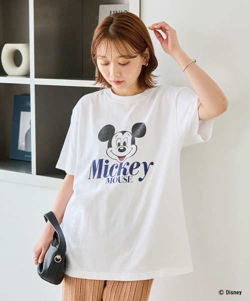 GOOD ROCK SPEED(グッドロックスピード)の「【GOOD ROCK SPEED】MICKEY / ミッキーマウス / プリントTEE(Tシャツ/カットソー・レディース・ホワイト/ブラウン・F)」の4枚目の写真