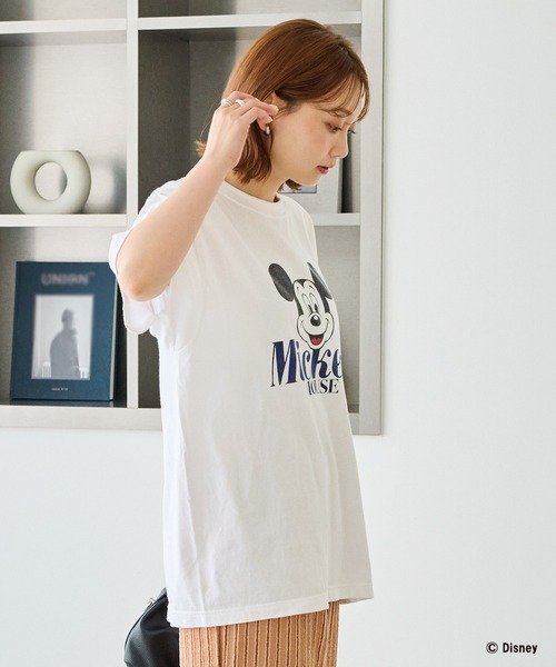 GOOD ROCK SPEED(グッドロックスピード)の「【GOOD ROCK SPEED】MICKEY / ミッキーマウス / プリントTEE(Tシャツ/カットソー・レディース・ホワイト/ブラウン・F)」の5枚目の写真