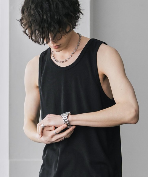 Rocky Monroe(ロッキーモンロー)の「AIR TEC+ 接触冷感・遮熱・UVカットリブタンクトップ(タンクトップ・メンズ・ブラック/グレイッシュベージュ/チャコール/ホワイト・M/L/XL)」の1枚目の写真