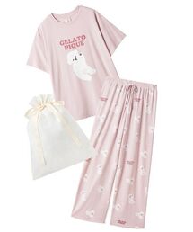 gelato pique（ジェラートピケ）の「【ラッピング済み】ドッグワンポイントTシャツ&ロングパンツSET（ルームウェア/パジャマ）」