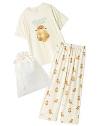 gelato pique（ジェラートピケ）の「【ラッピング済み】ドッグワンポイントTシャツ&ロングパンツSET（ルームウェア/パジャマ）」