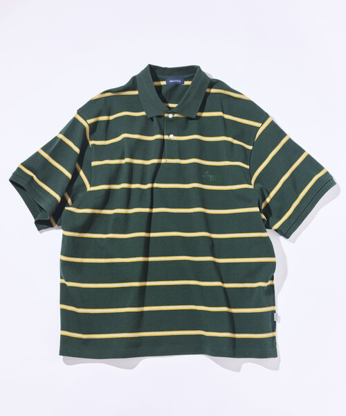 NAUTICA(ノーティカ)の「NAUTICA/ノーティカ ビッグシルエット ボーダー ポロシャツ ショートスリーブ(ポロシャツ・メンズ・ブラック/チャコールグレー/ブラウン/ホワイト/グリーン・MEDIUM/LARGE/X-LARGE)」の6枚目の写真