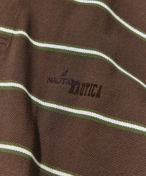 NAUTICA(ノーティカ)の「NAUTICA/ノーティカ ビッグシルエット ボーダー ポロシャツ ショートスリーブ(ポロシャツ・メンズ・ブラック/チャコールグレー/ブラウン/ホワイト/グリーン・MEDIUM/LARGE/X-LARGE)」の11枚目の写真