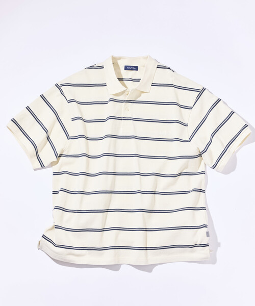 NAUTICA(ノーティカ)の「NAUTICA/ノーティカ ビッグシルエット ボーダー ポロシャツ ショートスリーブ(ポロシャツ・メンズ・ブラック/チャコールグレー/ブラウン/ホワイト/グリーン・MEDIUM/LARGE/X-LARGE)」の12枚目の写真