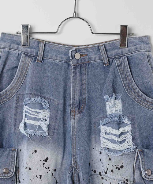 LAND MUSEUM（ランドミュージアム）の「LAND MUSEUM／クラッシュデニムショーツ（デニムパンツ・メンズ・ブルー・MEDIUM/LARGE）」の9枚目の写真