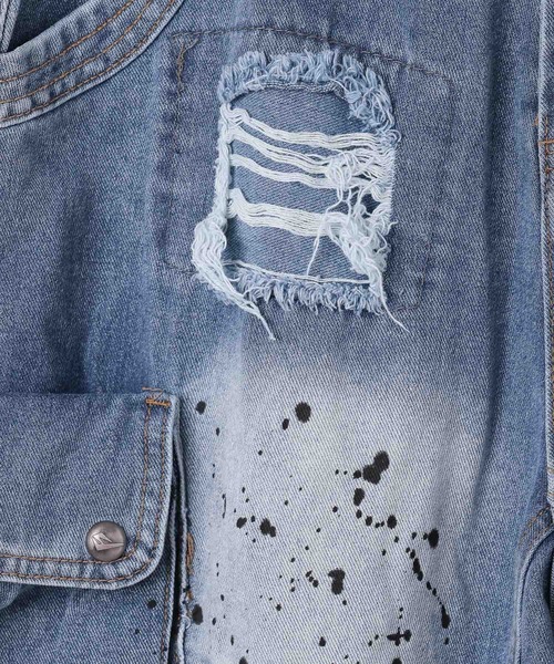 LAND MUSEUM（ランドミュージアム）の「LAND MUSEUM／クラッシュデニムショーツ（デニムパンツ・メンズ・ブルー・MEDIUM/LARGE）」の2枚目の写真