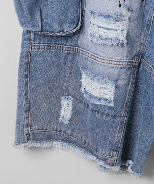 LAND MUSEUM（ランドミュージアム）の「LAND MUSEUM／クラッシュデニムショーツ（デニムパンツ・メンズ・ブルー・MEDIUM/LARGE）」の8枚目の写真