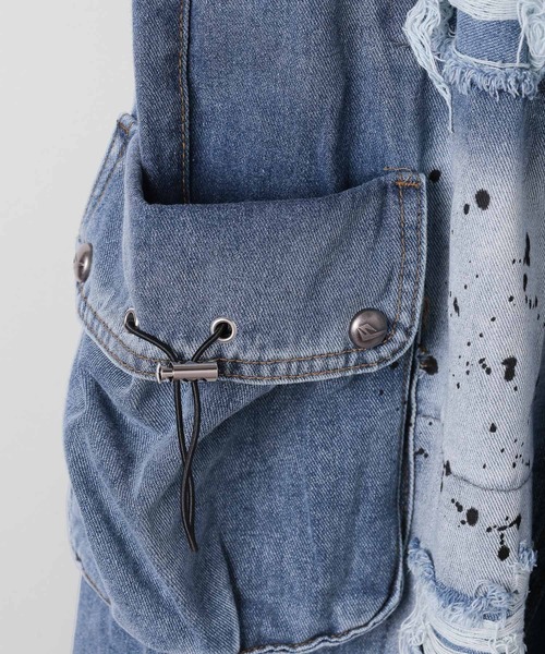 LAND MUSEUM（ランドミュージアム）の「LAND MUSEUM／クラッシュデニムショーツ（デニムパンツ・メンズ・ブルー・MEDIUM/LARGE）」の6枚目の写真