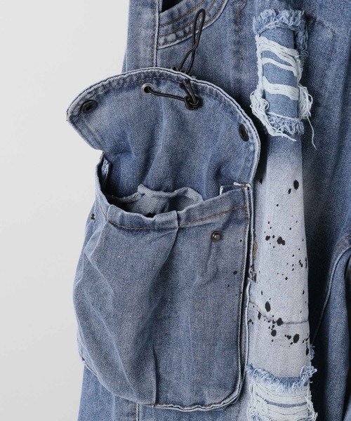 LAND MUSEUM（ランドミュージアム）の「LAND MUSEUM／クラッシュデニムショーツ（デニムパンツ・メンズ・ブルー・MEDIUM/LARGE）」の5枚目の写真