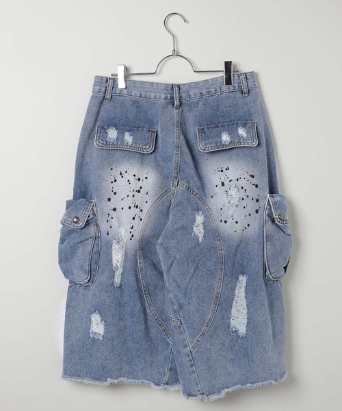 LAND MUSEUM（ランドミュージアム）の「LAND MUSEUM／クラッシュデニムショーツ（デニムパンツ・メンズ・ブルー・MEDIUM/LARGE）」の4枚目の写真